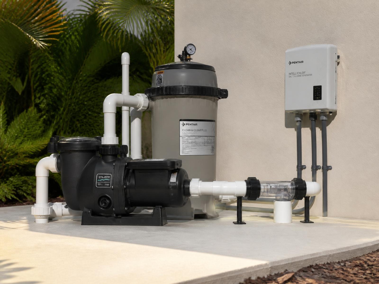 Well-maintained pool pump and filter